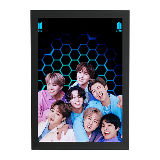 Unbounded Company BTS Army Bangtan Boys Black Digital Reprint 13 inch x 9.5 inch Painting (With Frame)