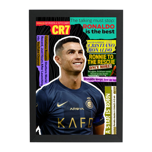 Unbounded Company Iconic Ronaldo News Montage Digital Reprint Painting (With Frame)