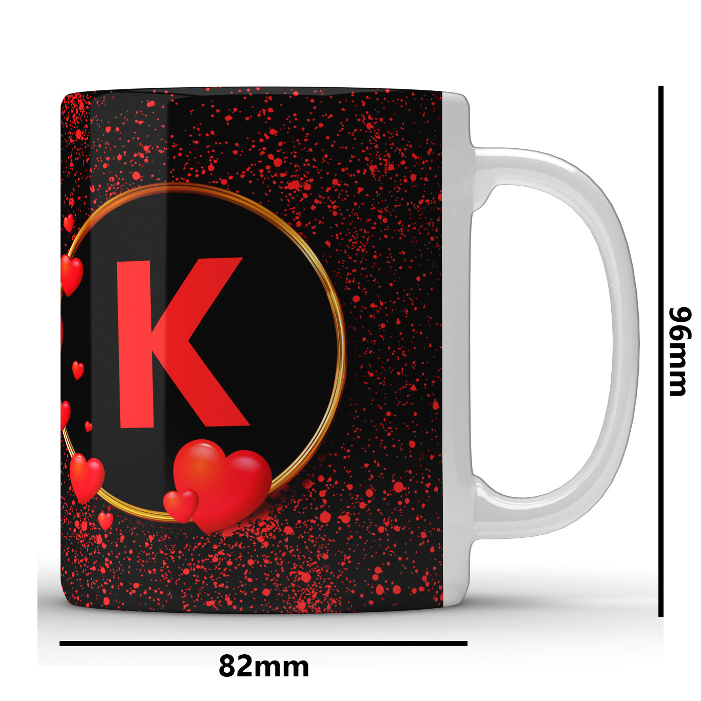 Unbounded Company " K Alphabet" Printed Gift Set of Ceramic Mug (330 Ml) Bundled with Cushion Cover (12X12) with Filler and Keychain