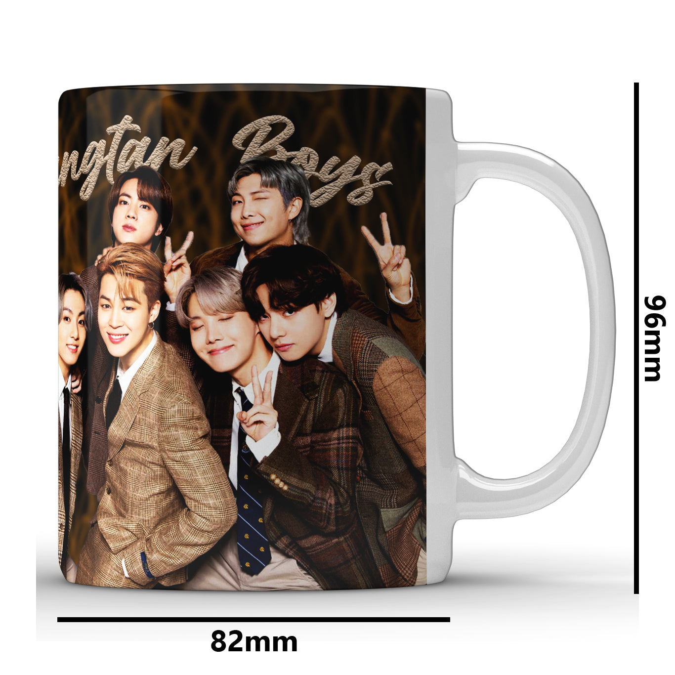 Unbounded Company " Bangtan Boys Special Edition Printed Gift Set of Ceramic Mug (330 Ml) Bundled with Cushion Cover (12X12) with Filler and Keychain