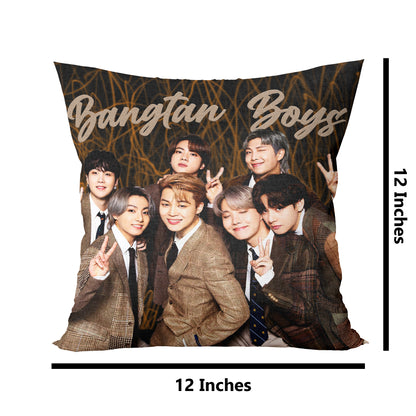 Unbounded Company " Bangtan Boys Special Edition Printed Gift Set of Ceramic Mug (330 Ml) Bundled with Cushion Cover (12X12) with Filler and Keychain