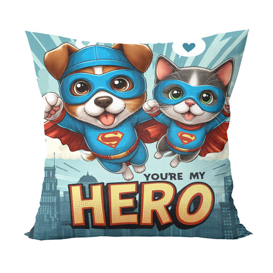 Unbounded Company You're My Hero Printed Cushions Cover With Filler (12x12 Inches)