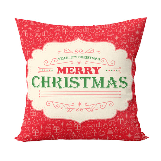 Unbounded Company Yeah It's Christmas Printed Cushions Cover With Filler (12x12 Inches)