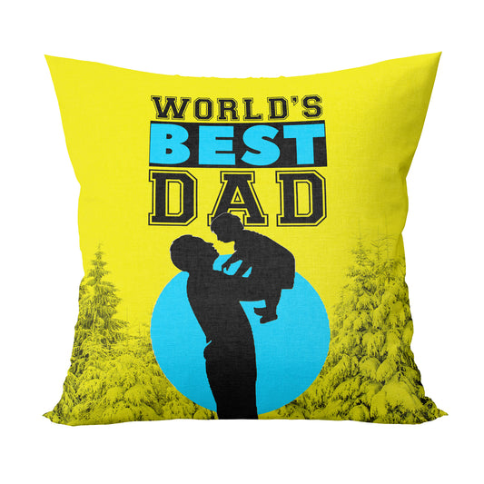 Unbounded Company World's Best Dad Printed Cushions Cover With Filler (12x12 Inches)