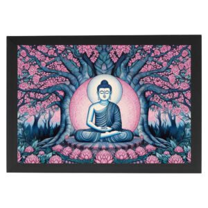 Meditative Buddha Madhubani Style Digital Reprint 13 inch x 9.5 inch Painting (With Frame)