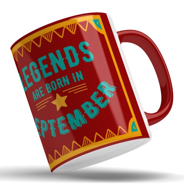 Legends Are Born In September Red Birthday Celebration Ceramic Coffee Mug (325ml) - Image 3