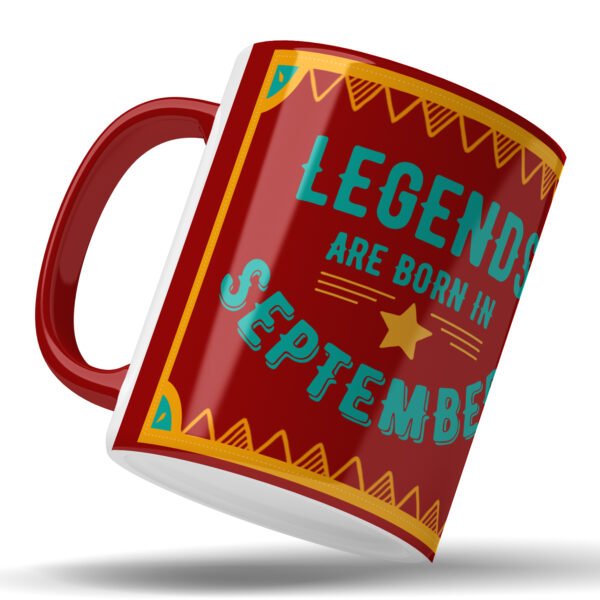 Legends Are Born In September Red Birthday Celebration Ceramic Coffee Mug (325ml) - Image 2