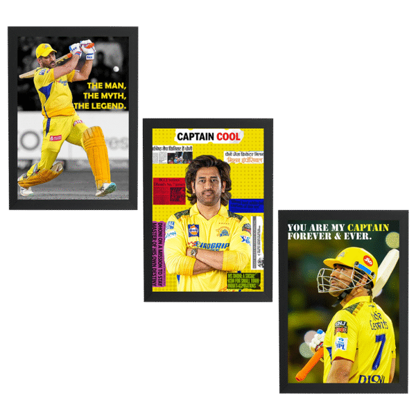 The Dhoni Trilogy Digital Reprint Paintings, Set of 3 (With Frame)