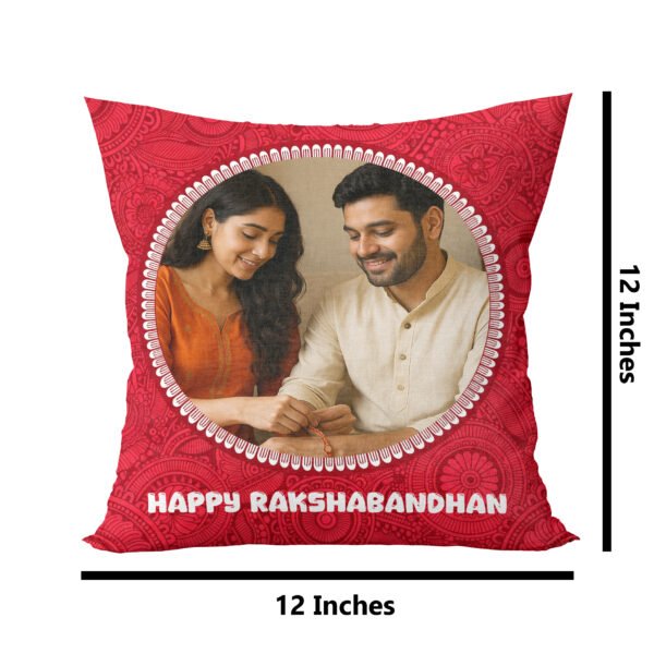 Customized Rakshabandhan Gift Set – Cushion, Mug, Keychain, Rakhi & Roli-Chawal Combo - Image 2